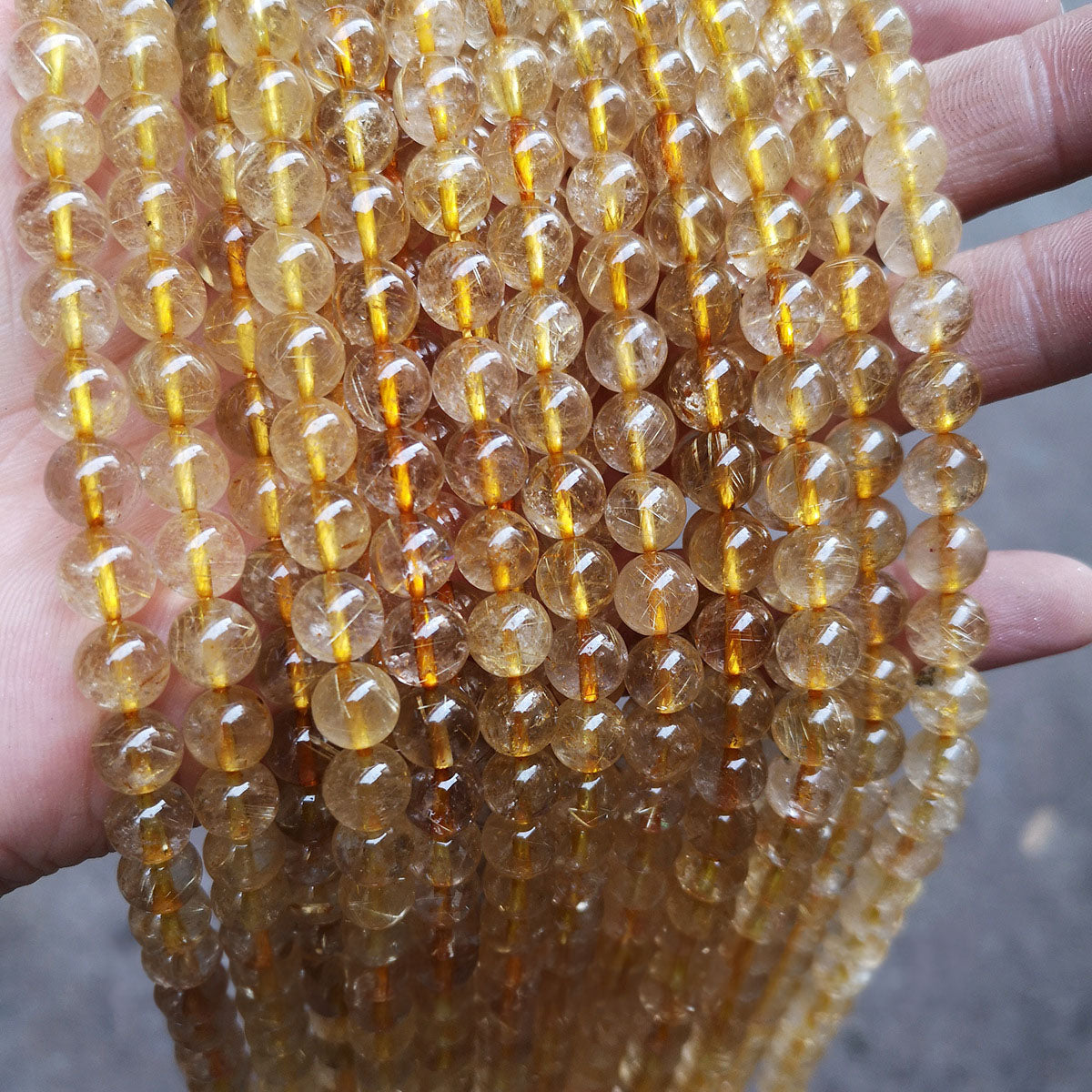루틸 쿼츠(루틸레이티드 쿼츠) 비즈 도매 솜털 6/10mm